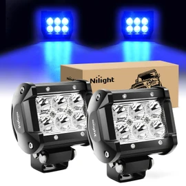 Nilight 4" Led Light Pod Blue Spot Driving Fog Light 2PCS 18W Off Road Fishing Hunting Emergency Safety Signal Deck Trailer Hunting lights for UTV Pick-up Van Boat Tractor, 2 years Warranty