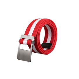 uxcell Unisex Canvas Web Belt with Metal Slide Buckle Width 1 1/2 Inches One Size Red - Flat Buckle (Striped)