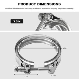3.5 Inch V Band Clamp, Quick Release Automotive Exhaust Tube V-Clamp Replacement, Stainless Steel V-Band Bolt Clamp for Exhaust Turbo Downpipe Connection, Car Accessories