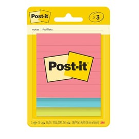 Post-it Notas Adhesivas, Colección Jaipur, 7.6 cm x 7.6 cm, 3 pads, 50 hojas por pad