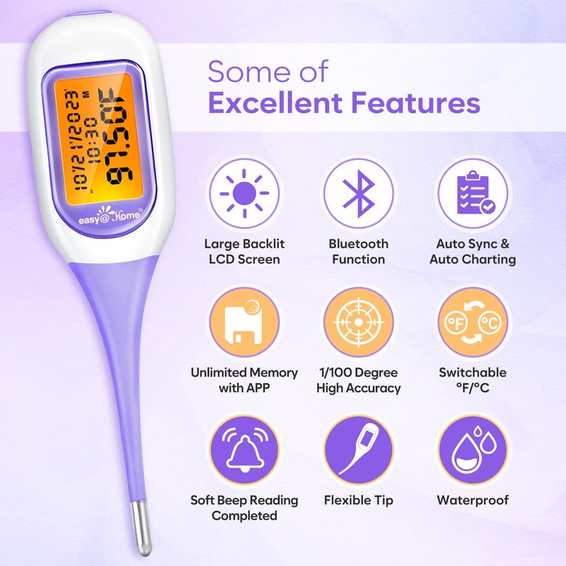 Easy@Home Easy@Home Smart Basal Thermometer, Large Screen and Backlit, Period