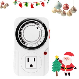 iPower 24 Hour Plug-in Mechanical Timer, for Electrical Outlets Grounded Aquarium, Grow Light, Hydroponics, Pets, Home, Kitchen, Office, Appliances, 1 Pack