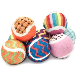 Petopedia 6 X 6cm Rubber Dog Balls PATTERN TENNIS BALL for Dogs Interactive Dog Toys for Boredom Dog Presents for Dog Tennis Balls Pet Toys Assorted Dog Gifts Bundle Lot (6cm (Pack of 6), Assorted)