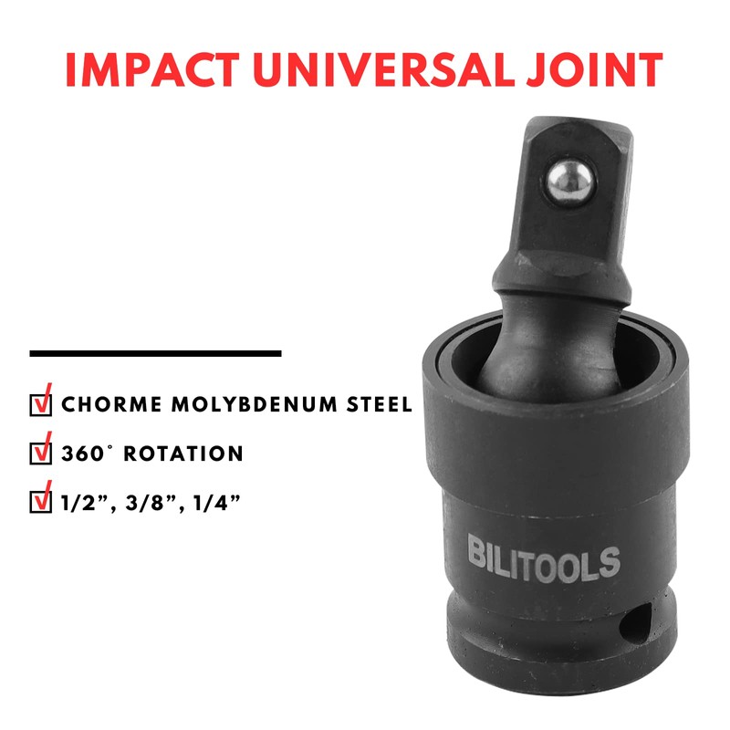 BILITOOLS Socket Adapter Set 17 Piece includes Reducer, Universal Joint