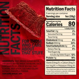 Jack Link's Teriyaki Beef Jerky - (2 Pack) 9 oz Bag - Ready to Eat Protein Snacks - 11g Protein per Serving - Made with 100% Real Beef