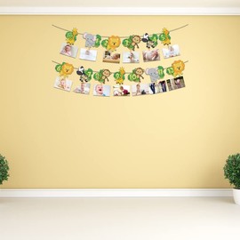 Ali's Creationz 1st Birthday Decorations For Boys Girls, Wild One Birthday Decorations, Animal Photo Banner, Jungle Safari Animal Birthday Banner Set,