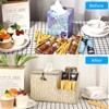 BTSKY Household Seagrass Facial Tissue Box With Two Side Storage