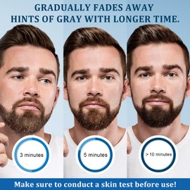 Men’s Beard Dye Black in 10 Mins, Instant Beard Color for Men Gray Mustache & Beard Coverage, 3 in 1 Long Lasting Beard Dye Shampoo, Gifts for Men Dad, Quick & Easy to Use