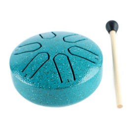 Tongue Drum, 6 Note Steel Worry Free Drum Handpan Drum Percussion Instrument with Drumstick for Meditation Yoga (Green)