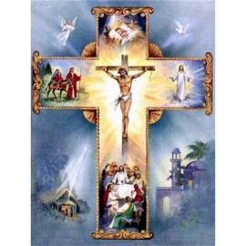 YSCOLOR Diamond Painting 5D Round Diamond Painting Religions Christian Jesus Cross of Christ DIY 5D Cross Stitch Diamond Embroidery Kits Diamond 30 x 40 cm