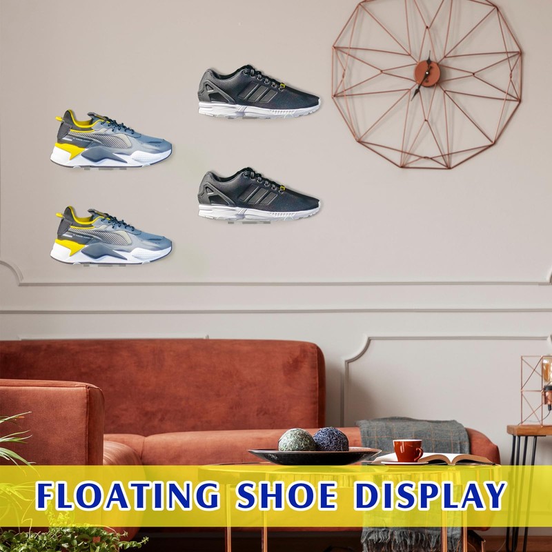 Treela 20 Pack Floating Shoe Shelves for Wall Acrylic Clear