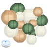 Green Round Chinese Paper Lanterns Decorative 15pcs Hanging Paper Lantern