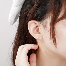 SJBAUTYO 3 Pairs of Stud Earrings, Diamond Stud Earrings for Women and Men, Hypoallergenic Sleeper Stud Set, Earrings in Double Style, 3/4/5 mm with Zirconia Helix Ear Piercing, Stainless Steel