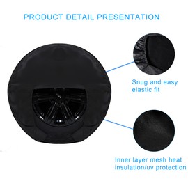 Moonet Tire Covers for RV Wheel (2 Pack Black), Oxford Waterproof UV Sun Protectors for Truck Motorhome Boat Trailer Camper Van SUV, for Tire Diameter 40"-42"