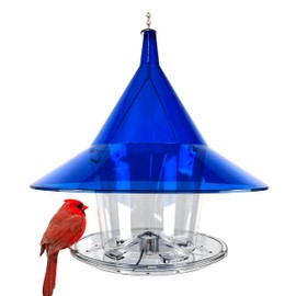 Sky Cafe - Squirrel Proof Bird Feeder for Outside - Large, 17 in. Diameter, 1.5 Gallon Birdseed Capacity - Made in USA by Arundale (Sapphire Blue) - Free Mug