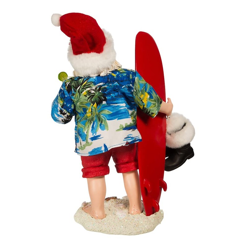 Kurt S. Adler 11-Inch Fabriché Santa with Surfboard and Drink