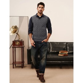 PJ PAUL JONES Men's Sweater Vest Business Lightweight Comfort Sweater Vests for Work Dark Grey, M