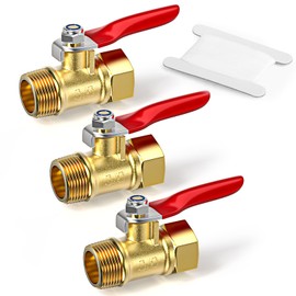 GASHER 6PCS 3/8 Inch Brass Mini Ball Valve, Shut Off Valve, 3/8 Inch Male x Female NPT Thread Pipe Fitting