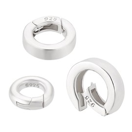 PH PandaHall 3 Styles 925 Sterling Silver Spring Clasp Round Spring Gate Rings 3 Sizes (8/10/12mm) Jewellery Connector Metal Round Snap Spring Clasp Connector for Necklace Bracelet Jewellery Making