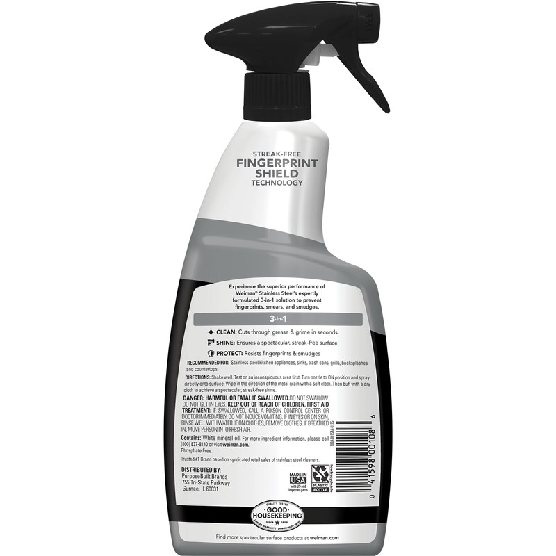 Weiman Stainless Steel Cleaner and Polish - Protects Appliances from