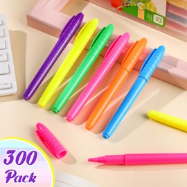Seajan 300 Bulk Pack Highlighter Markers Chisel Tip Highlighter Pens Bright Colors Quick Drying Markers for Adults Highlighting in the Home Office(Multi Colors)