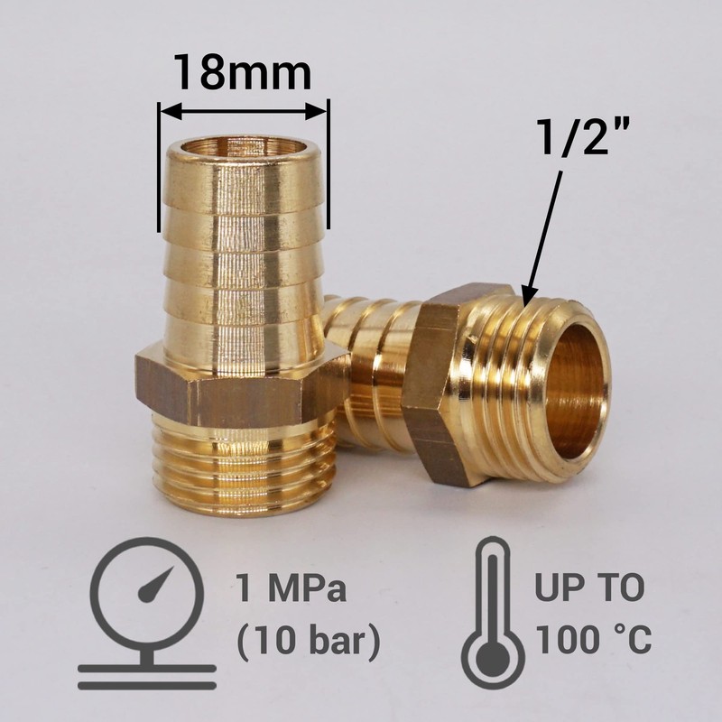 SKIR'CO (Pack of 4) Male Thread Barb Brass Fitting 1/2
