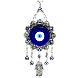 Blue Evil Eye with Hamsa Hand Protection Hanging Ornament (With a Betterdecor Pounch)-006