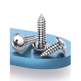 M6.3 * 80(10pcs) Stainless Truss Head Phillips Wood Screw, 18-8 (304) Stainless Steel Sheet Metal Screws, Type A Point, Plain Finish