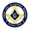 F&AM Prince Hall Round Masonic Auto Emblem - [Blue & Gold][3'' Diameter]
