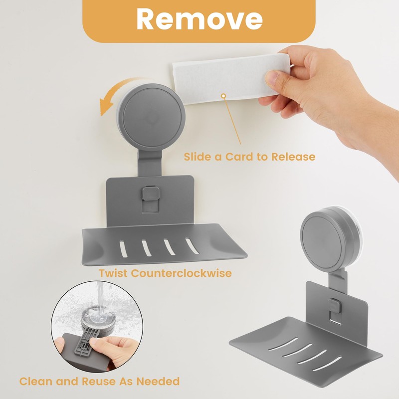 Soap Holder for Shower Wall Suction Cup Bar Soap Dish