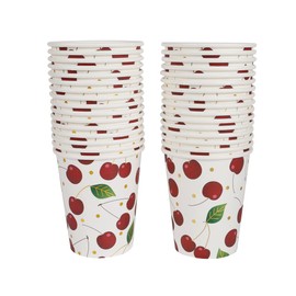 Geeklife Gold Cherry Paper Party Cups, 9oz Gold Foil Cherries Fruit Disposable Decorative Paper Cups Bulk,40 pcs
