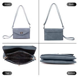 Isabelle - Portafolios Cruzada Multifuncional para Mujer, Estilo Sobre con Cierre Giratorio y Cierre, Gris