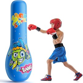 Punching Bag for Kids,63 Inch Kids Punching Inflatable Kids Punching Bag for Kids 3-12, Punching Bag with Bounce-Back Action Set for Practicing Karate