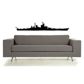 Battleship Missouri MO - 45" Black Wall Vinyl Decal Decorative
