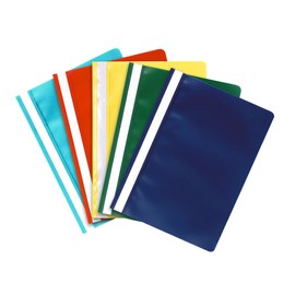 Exacompta 449245B Pack of 10 Plastic File Folders Made of Polypropylene Film for DIN A4 Commercial Binding Assorted Colours with Labelling Strips Stapler Ideal for Office and School