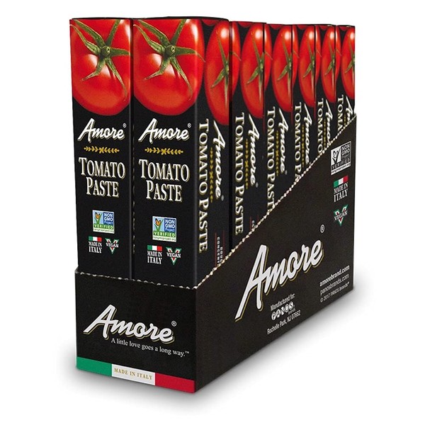 Amore Vegan Tomato Paste In A Tube - Double Concentrated, Non GMO Certitied and Made In Italy (Pack of 12)