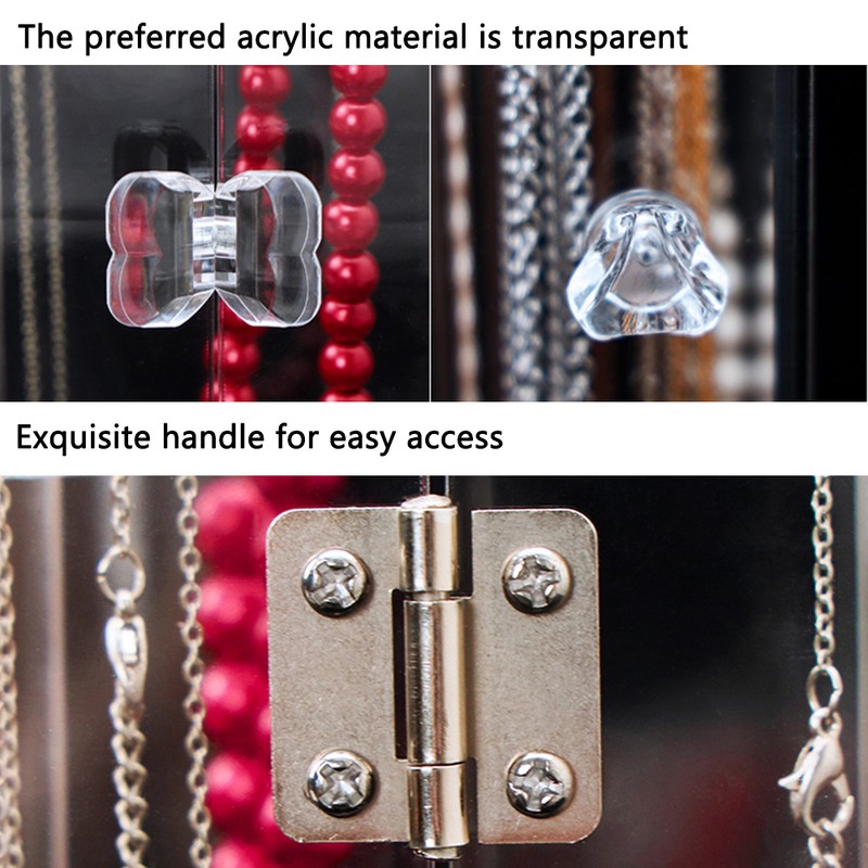 Acrylic Necklace Holder with 24 Hooks Clear Necklace Organizer Dustproof