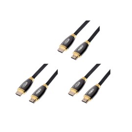 TPFNet 3 Pack 3 m HDMI Cable 2.0 Ferrite Core Gold-Plated Connectors and Metal Shielding High Speed Ethernet 4K UHD