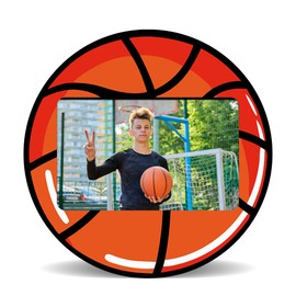 FRRCREU Basketball Wooden Photo Frame - Sports Theme Picture Frame With Back Bracket Fits 4"X6" Photo - Basketball Athletics Tabletop Photo Decoration For Home Office - Keepsake For Gifting - B06