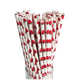 100 Pcs Disposable Straws, Biodegradable Paper Straws for Juices, Shakes, Smoothies, Party Supplies (Strawberry)
