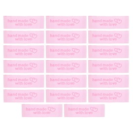 MECCANIXITY 20pcs Handmade with Love Sewing Labels Embroidered Label Tags for Sew on Clothing Garment Pink