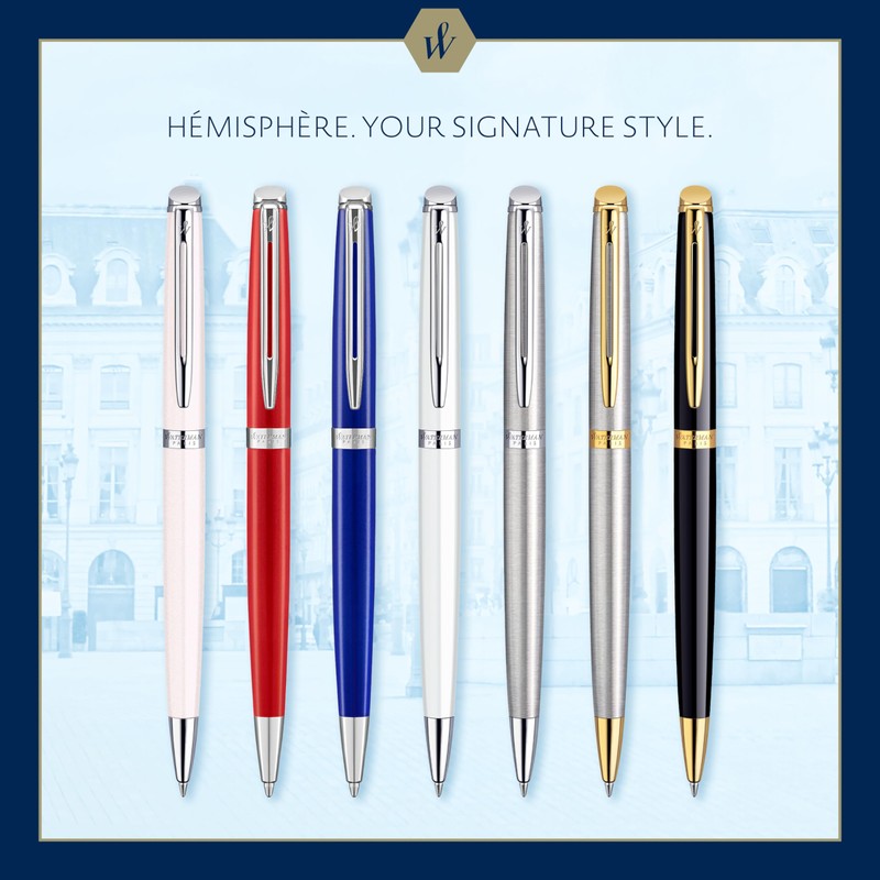 Waterman Hémisphère Ballpoint Pen | Stainless Steel with Gold Trim