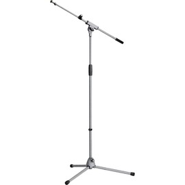 K&M Konig & Meyer 21080.500.87 Tripod Microphone Stand w/Extendable Boom Arm | Clutch Height Adjustment | Soft-Touch Lock | Folding Leg Design | Zinc Die-Cast Base | German Made | Gray Powder Coated