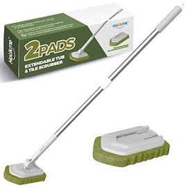 Holikme Brush Set, Scrub Pads Scrubber Brush with Extend Long Handle Clean for Grout, Tiles, Sinks, Bathtub, Bathroom