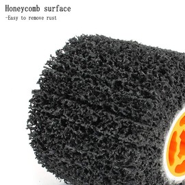 JUNLIXN 4.5" x 4" Abrasive Drawing Wheel Drum, 3/4" Quad Keyway Surface Conditioning Tool Burnishing Wheel Sanding Drum for Hand held Polishing Machine