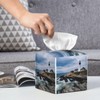 Square Tissue Boxes 5.2"x5.2"x5.2", Lighthouse Beach Sky Tissue Holder Decor