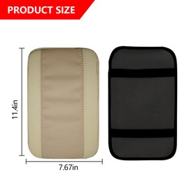 Mandark Car Center Console Cover, Fiber Leather Waterproof Vehicle Armrest Cushion, Soft Anti-Slip Automotive Arm Rest Seat Box Pad Protector Accessories Universal for SUV, Truck, RV（Beige）