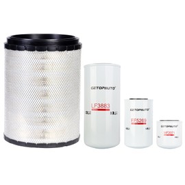 GETOPAUTO Oil Fuel Air Coolant Filter Kit Replacement AF25707 LF3883 FF5269 WF2071 Fit for International DT466E