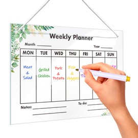 Weekly Planner Board, Weekly Calendar Planning Board, Weekly Planner Wipe Clean with 6 Whiteboard Pens, Weekly Plan Wall Board for Office, School, Kitchen, Acrylic, 30 x 20 cm, Transparent