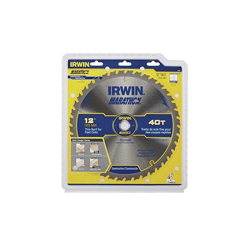 IRWIN Tools MARATHON Carbide Table/Miter Circular Blade, 12-Inch, 40T (14080)
